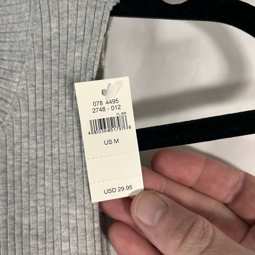 New Aerie Tank Top Women's Medium Grey Ribbed Sleeveless Crew Neck Cropped - Picture 5 of 7